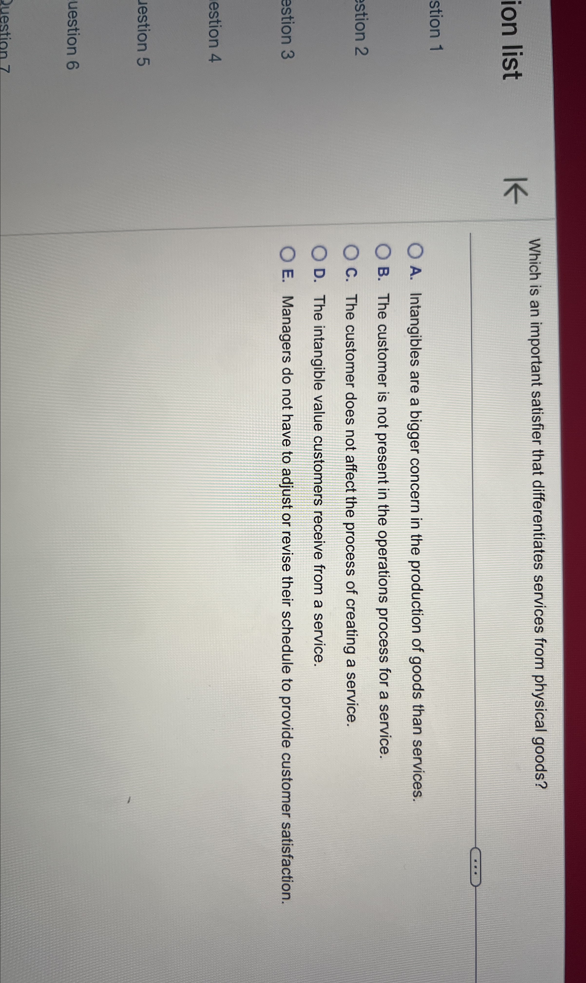  ion list Which is an important satisfier that differentiates services from