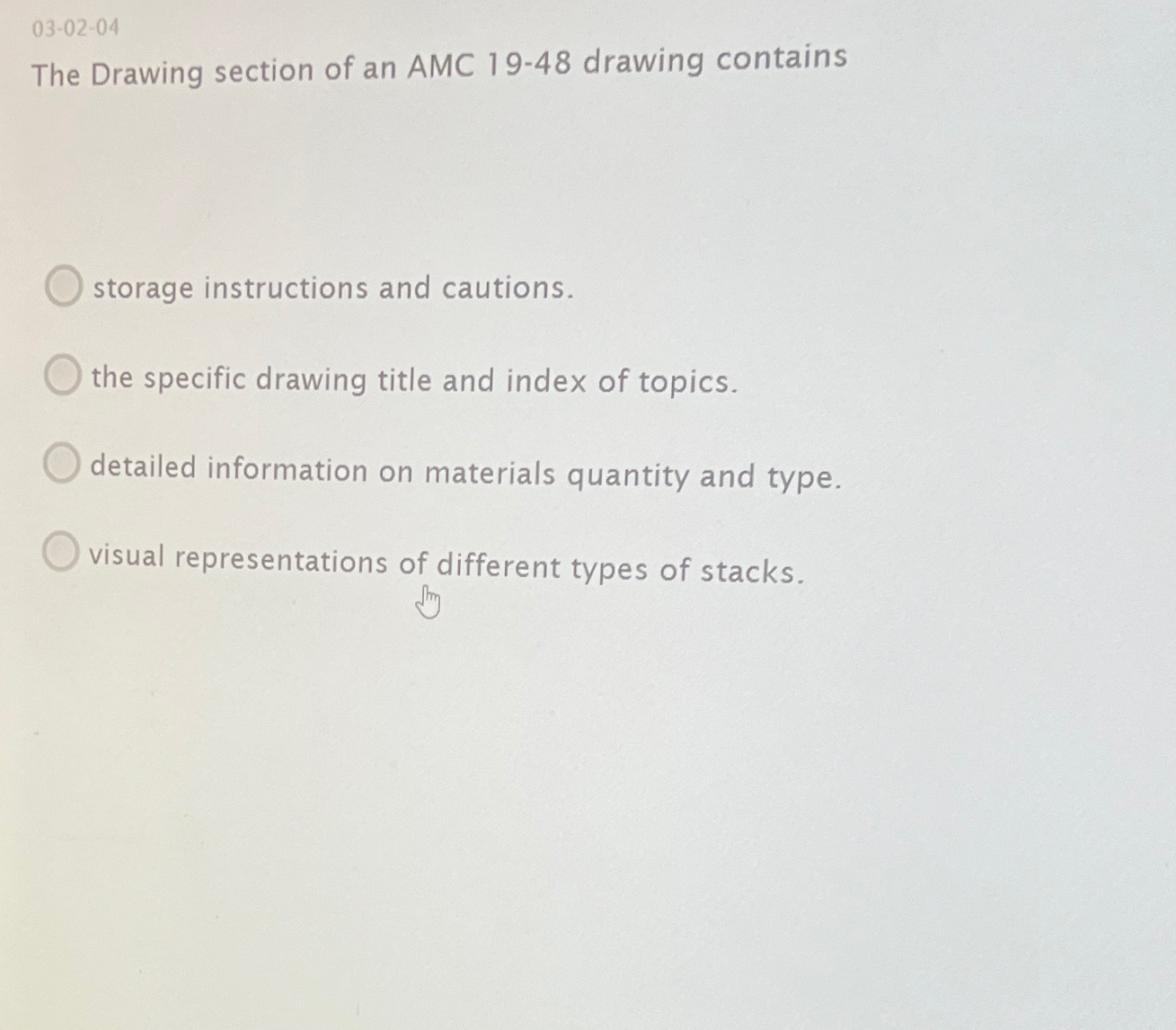  03-02-04 The Drawing section of an AMC 19-48 drawing contains storage