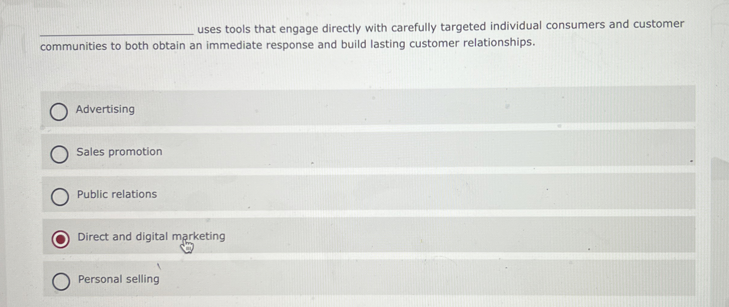  q, uses tools that engage directly with carefully targeted individual consumers