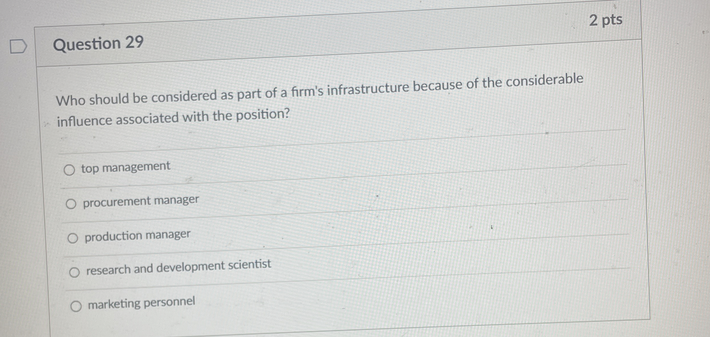 Question 29 2 pts Who should be considered as part of
