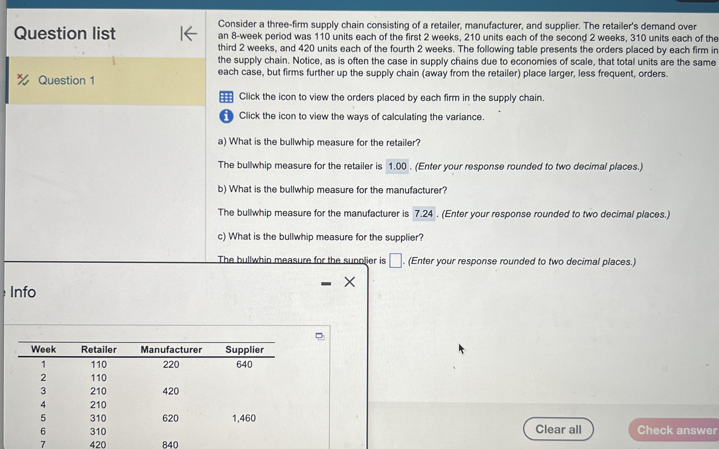  Question list Question 1 Consider a three-firm supply chain consisting of