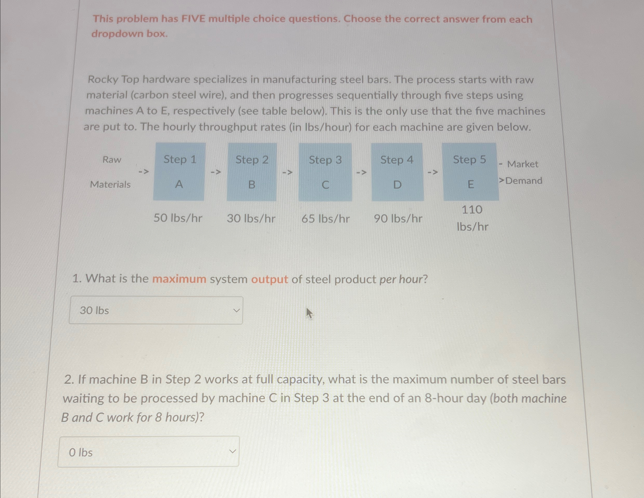  This problem has FIVE multiple choice questions. Choose the correct answer