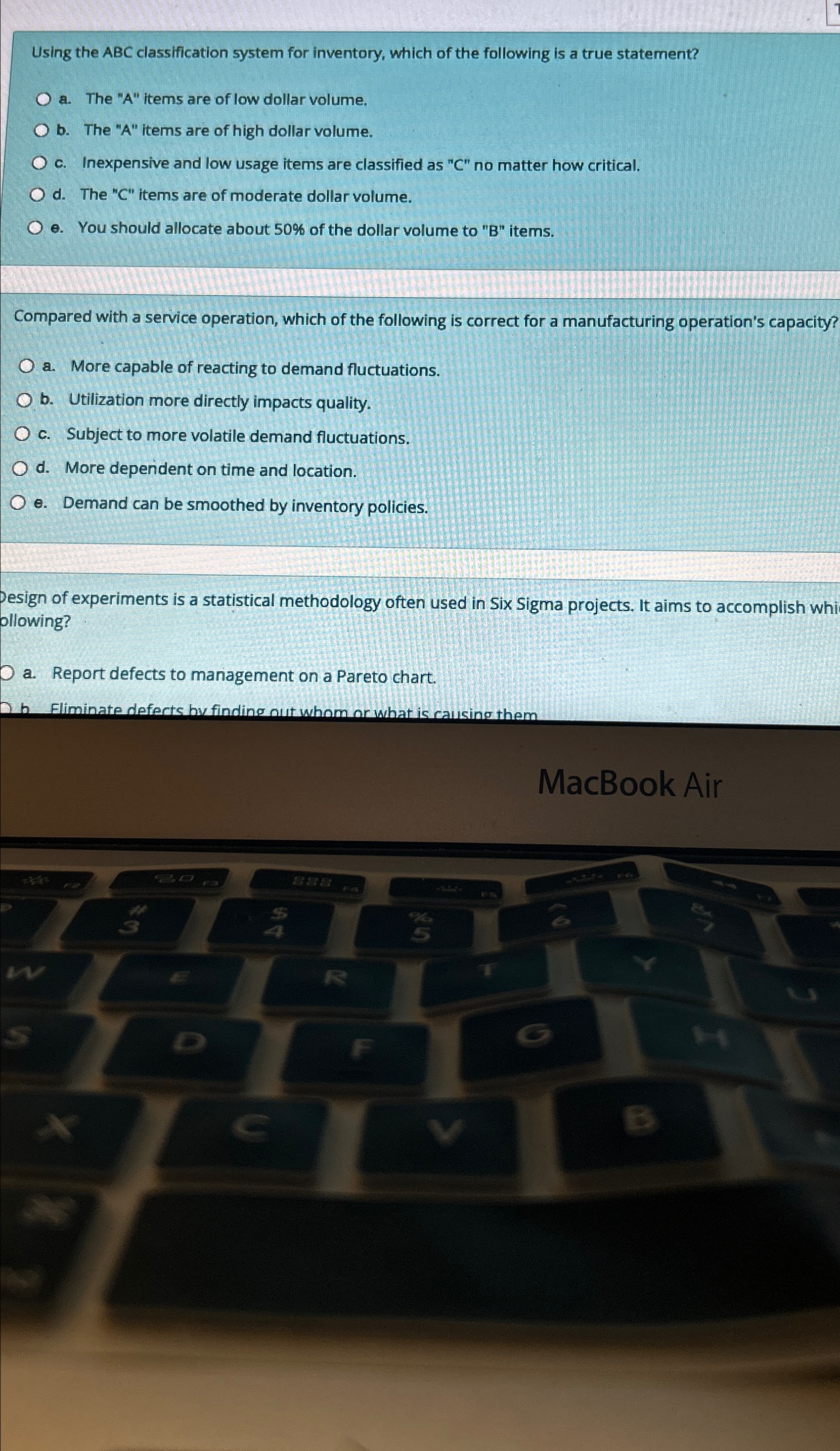  Using the ABC classification system for inventory, which of the following