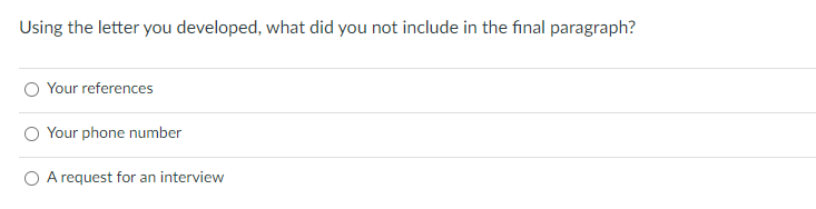  Using the letter you developed, what did you not include in
