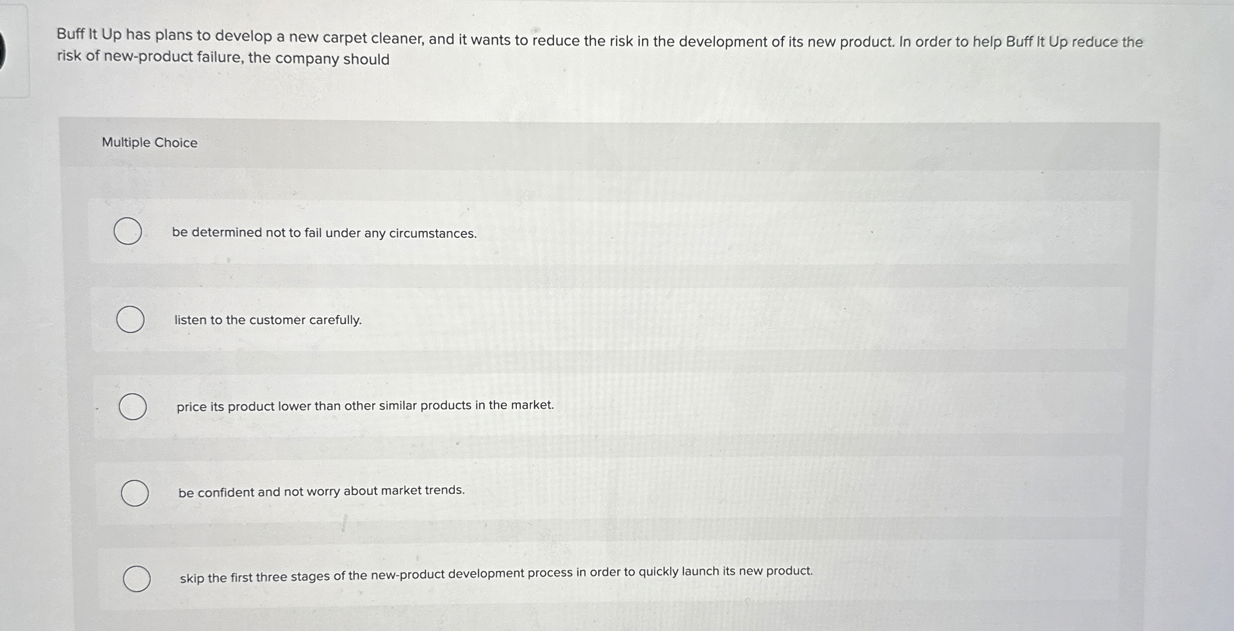  Buff It Up has plans to develop a new carpet cleaner,