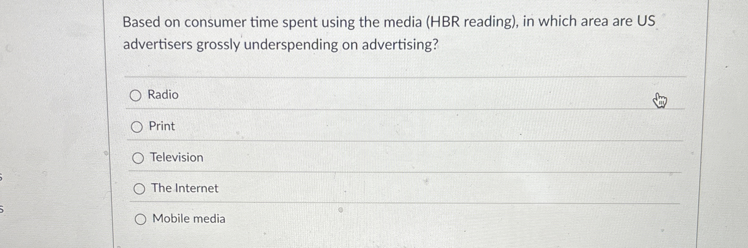  Based on consumer time spent using the media (HBR reading), in