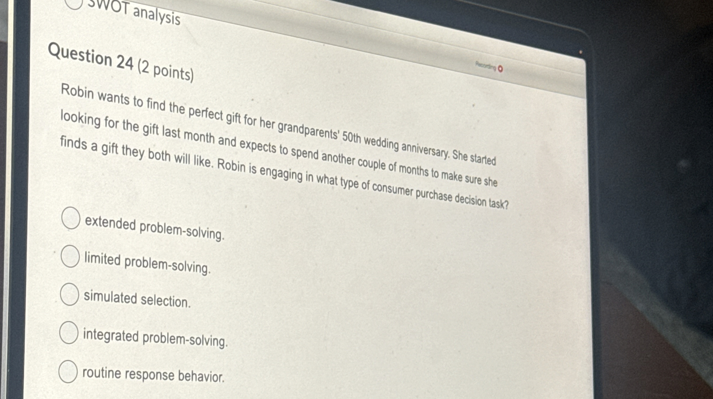  Question 24(2 points) Robin wants to find the perfect gift for