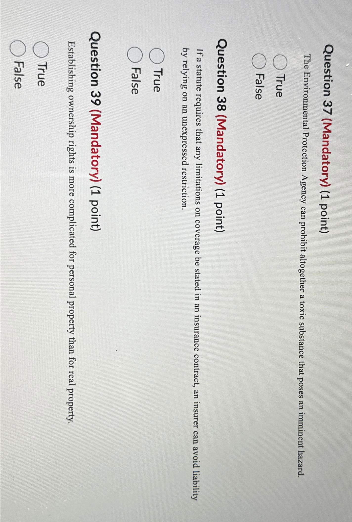  Question 37(Mandatory)(1 point) The Environmental Protection Agency can prohibit altogether a