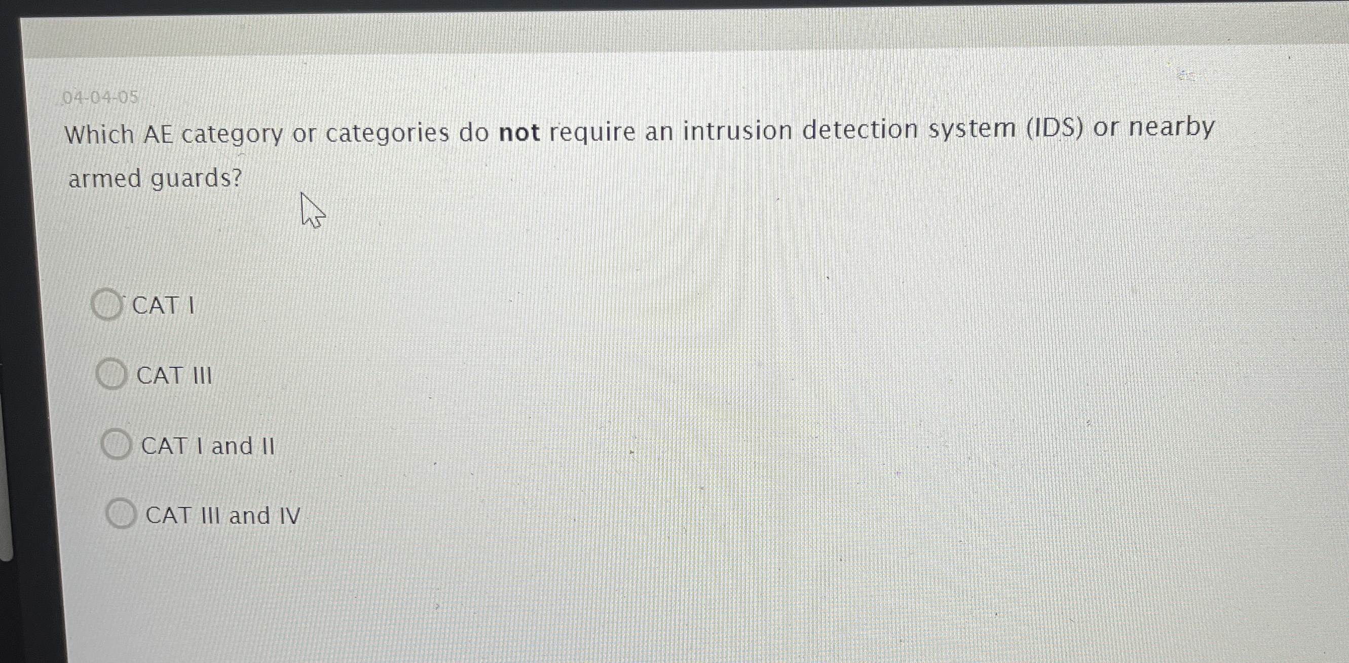  04-04-05 Which AE category or categories do not require an intrusion