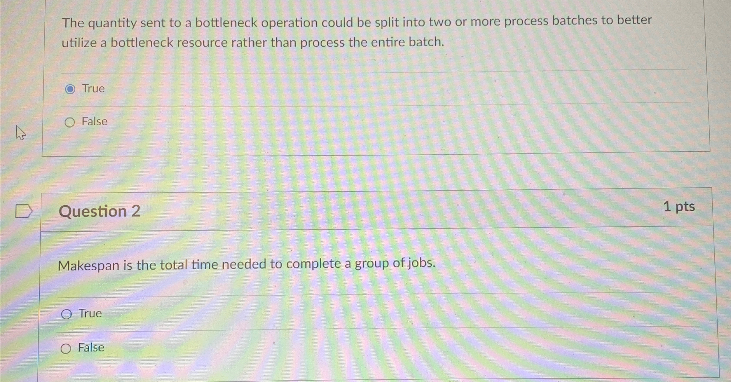 The quantity sent to a bottleneck operation could be split into