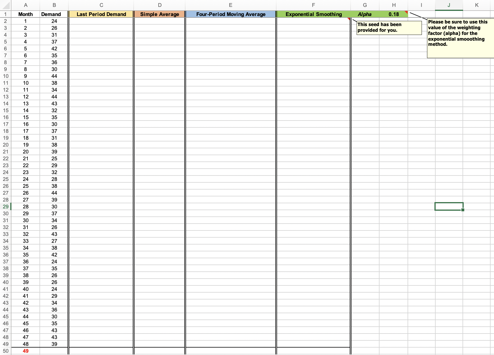  1. Using the last period demand method, the (in-sampl1. Using the