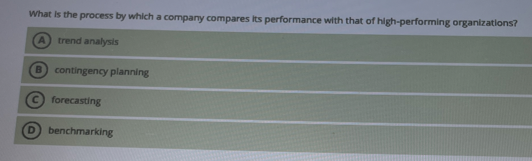  What is the process by which a company compares its performance