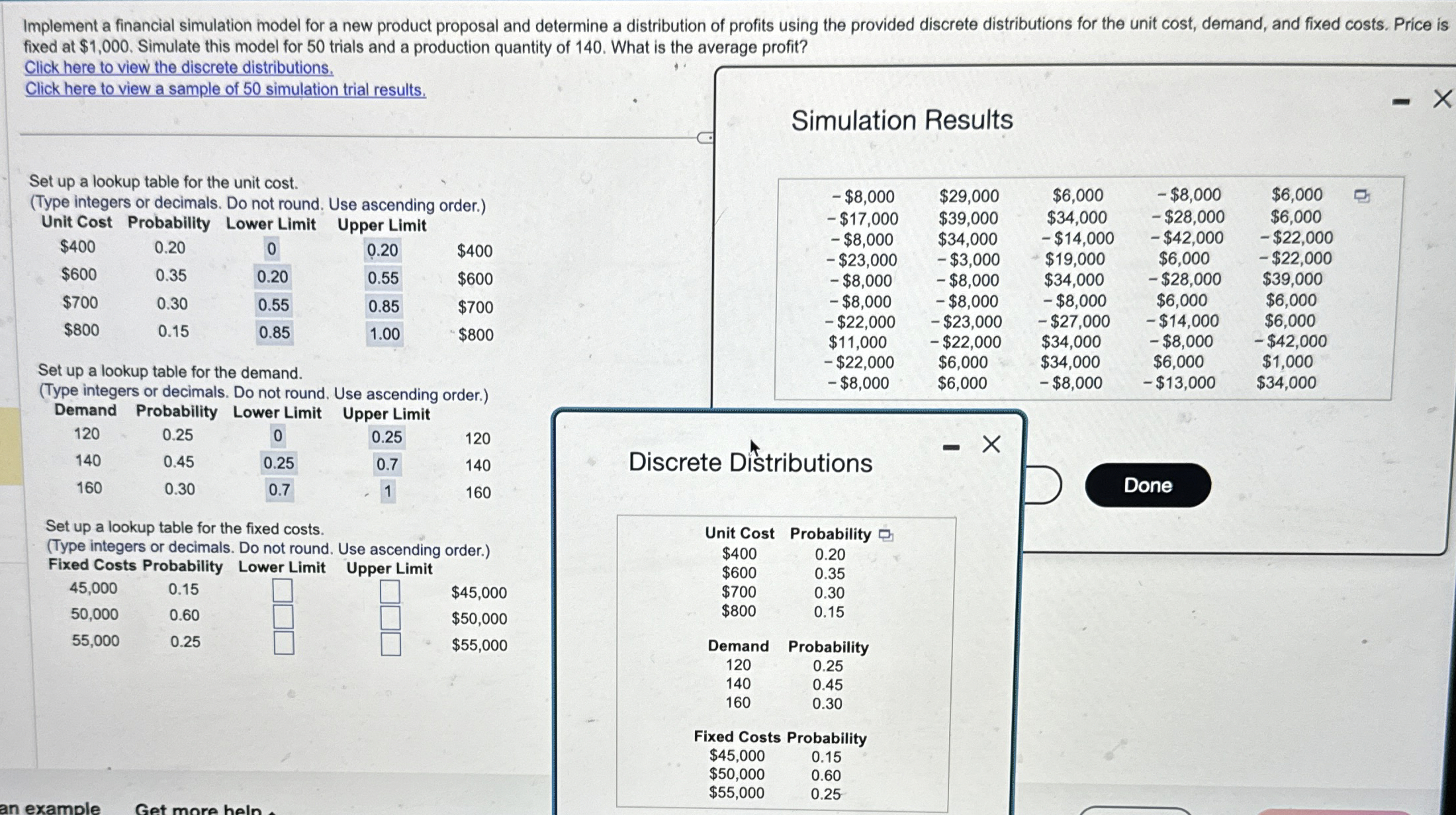  Implement a financial simulation model for a new product proposal and