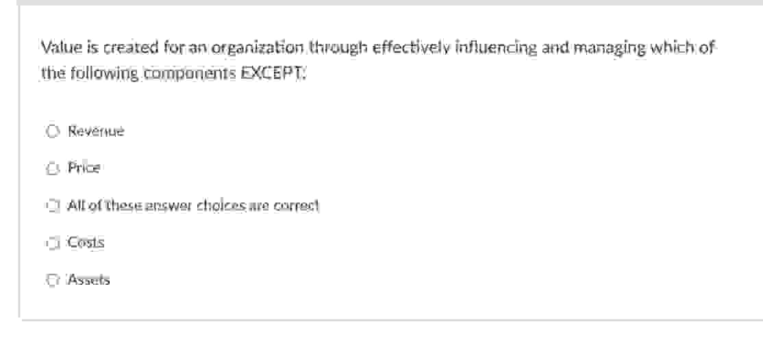  Value is created for an organization though effectively influencing and managing