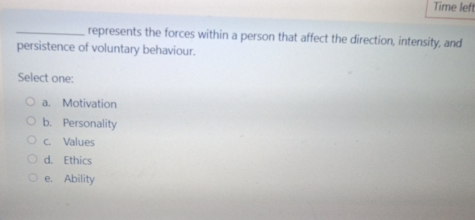  Time left represents the forces within a person that affect the