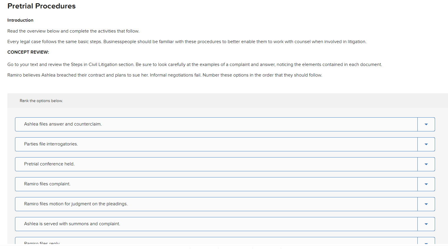  Pretrial Procedures Introduction Read the overview below and complete the activities