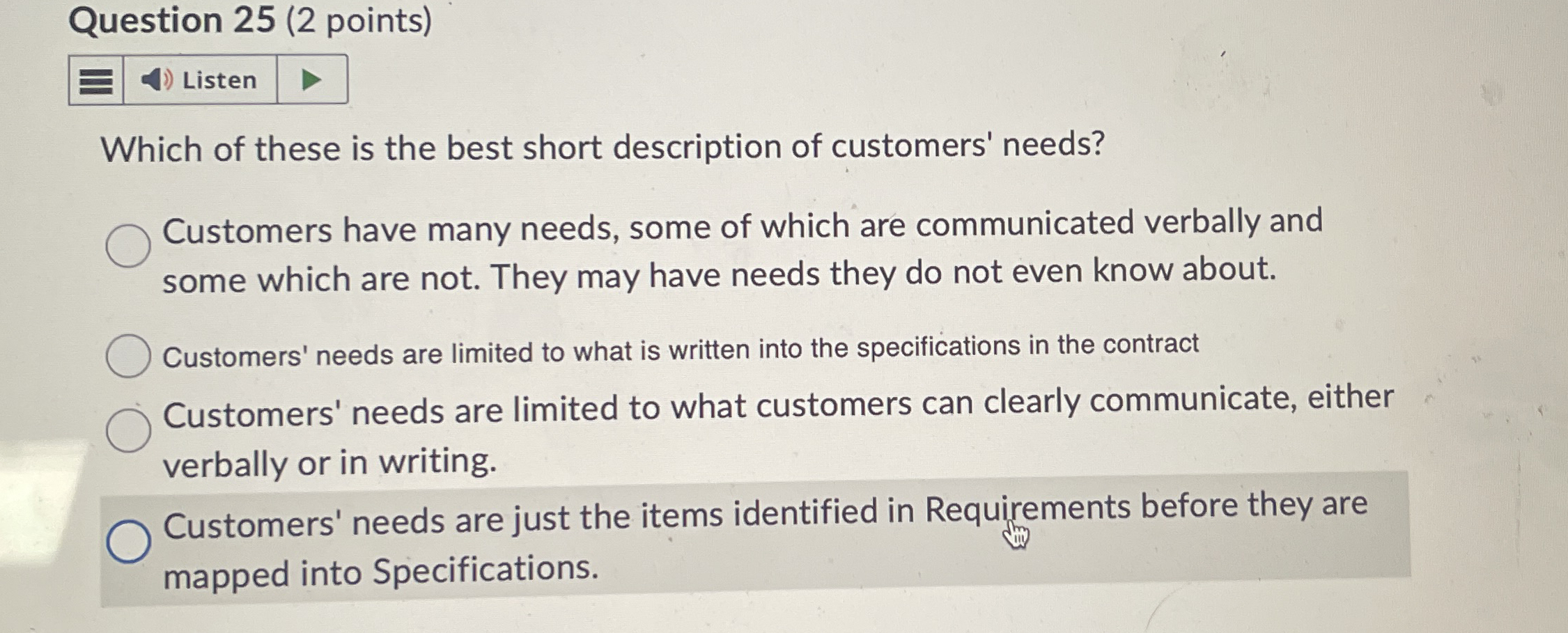  Question 25(2 points) Which of these is the best short description