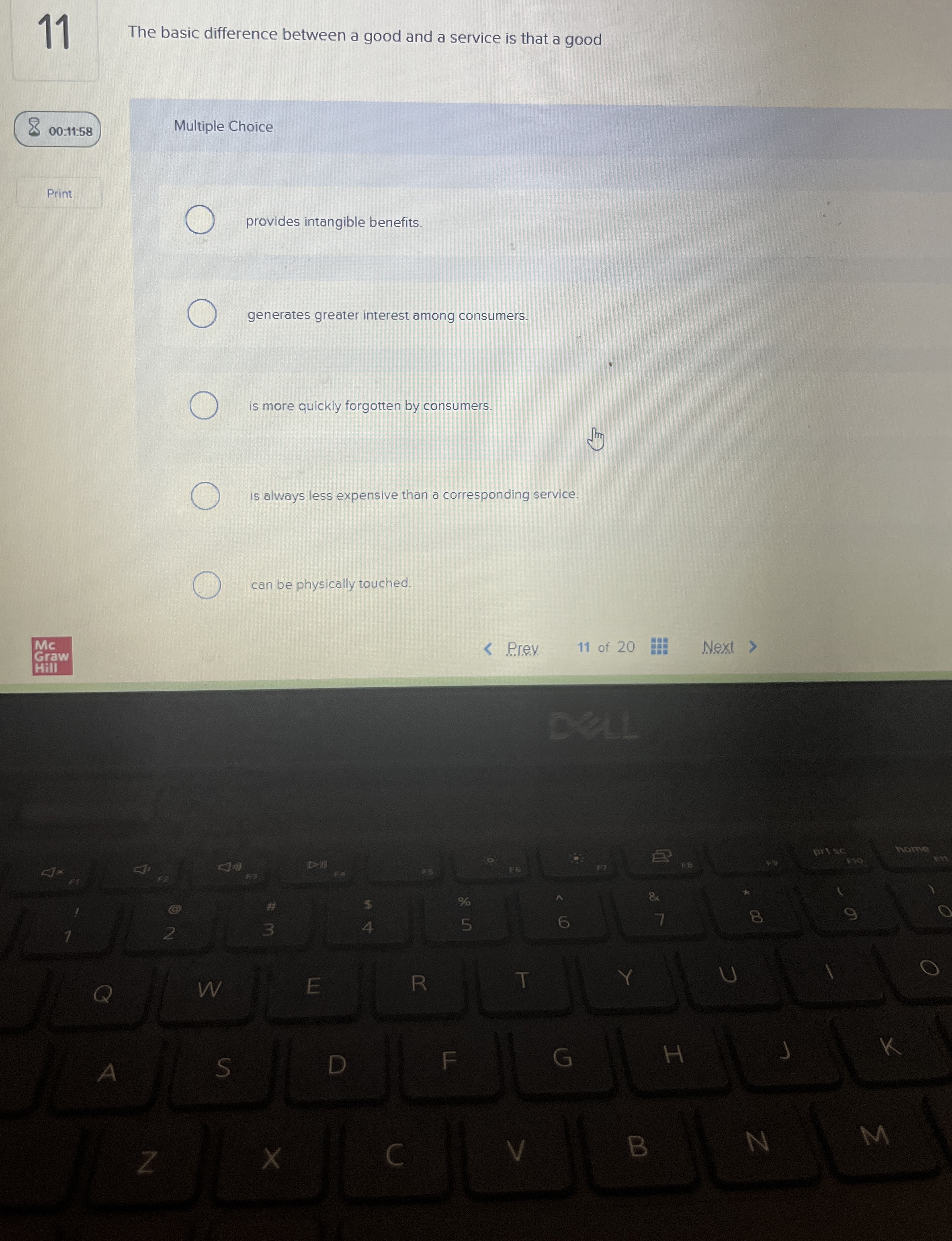  11 The basic difference between a good and a service is