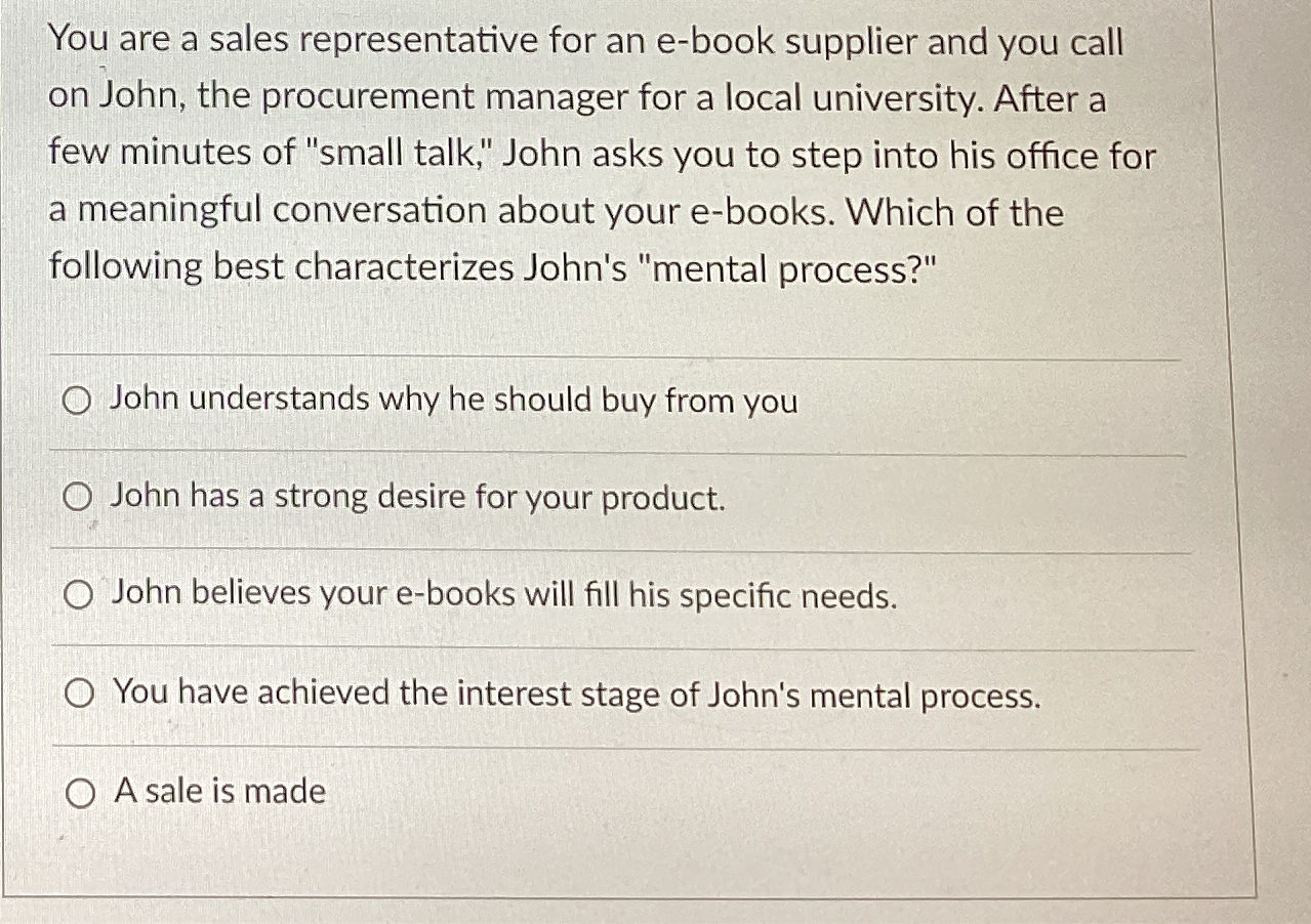  You are a sales representative for an e-book supplier and you