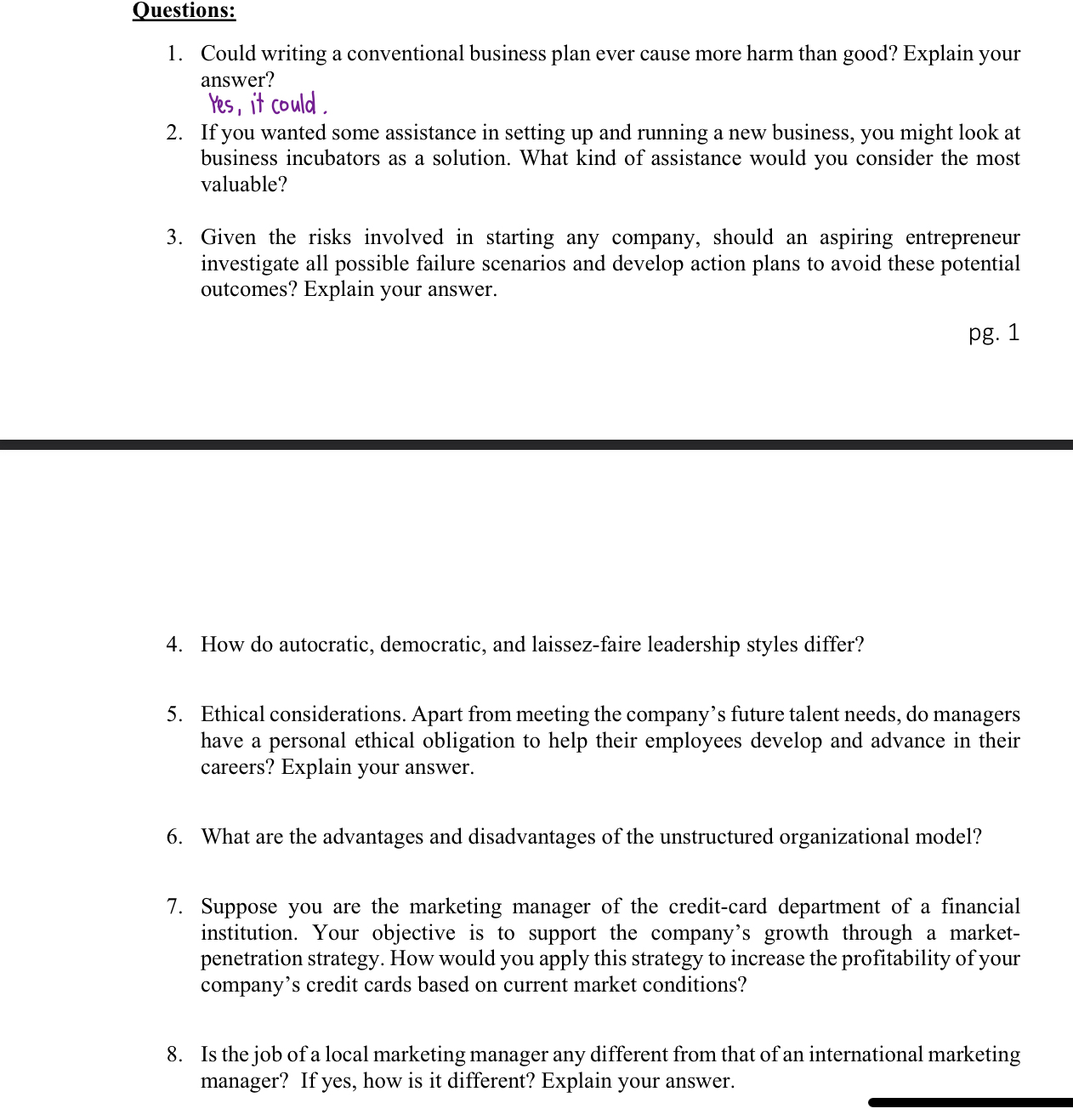  1. Could writing a conventional business plan ever cause more harm