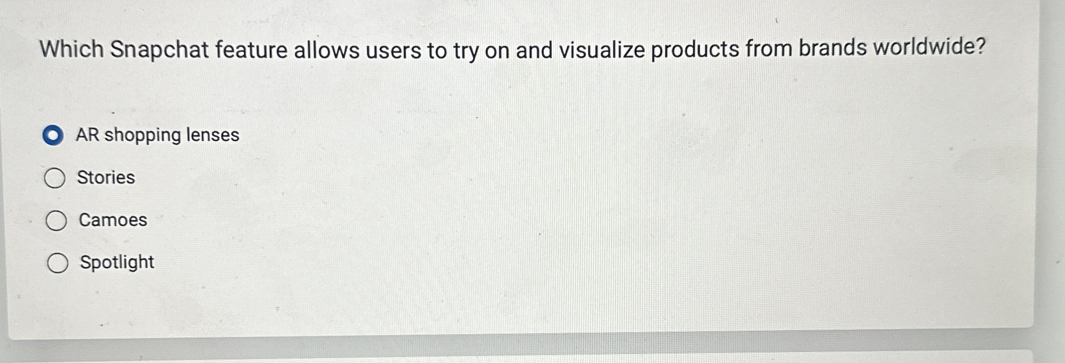  Which Snapchat feature allows users to try on and visualize products