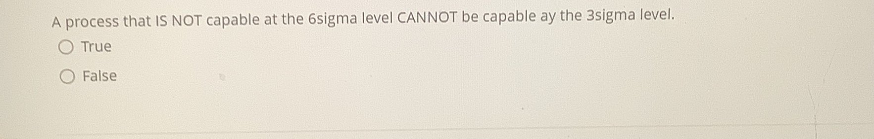  A process that IS NOT capable at the 6 sigma level