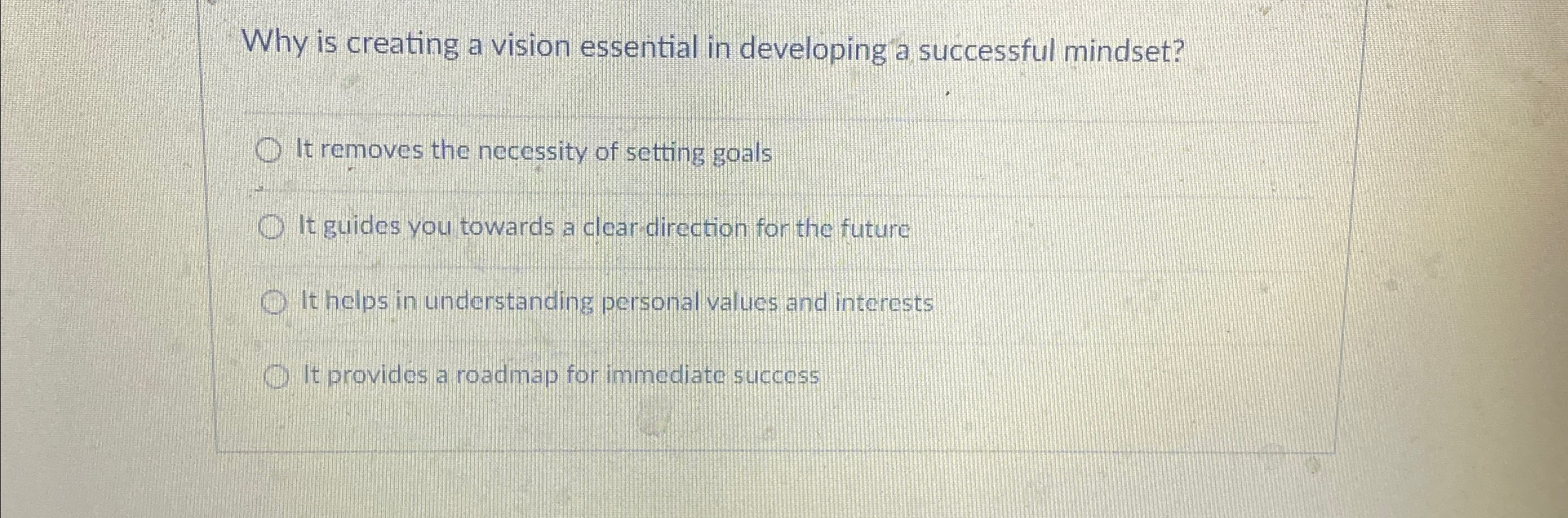  Why is creating a vision essential in developing a successful mindset?