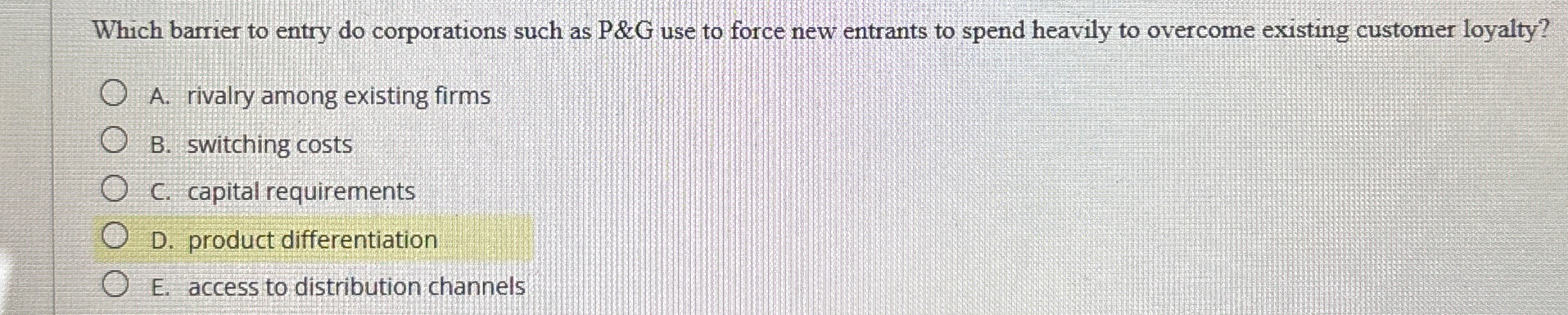  Which barrier to entry do corporations such as P&G use to