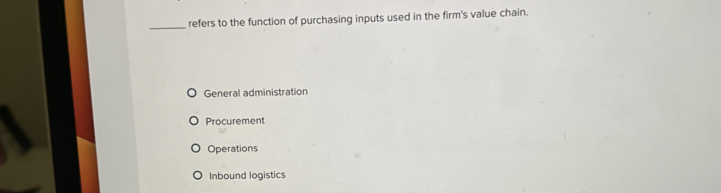  refers to the function of purchasing inputs used in the firm's