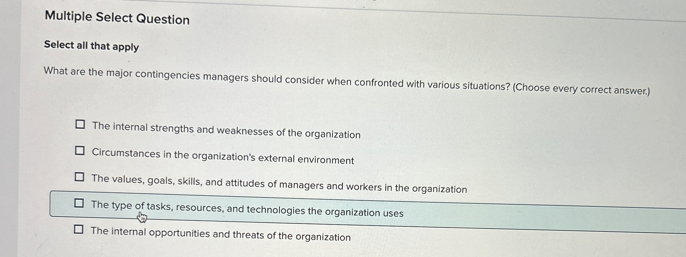  Multiple Select Question Select all that apply What are the major