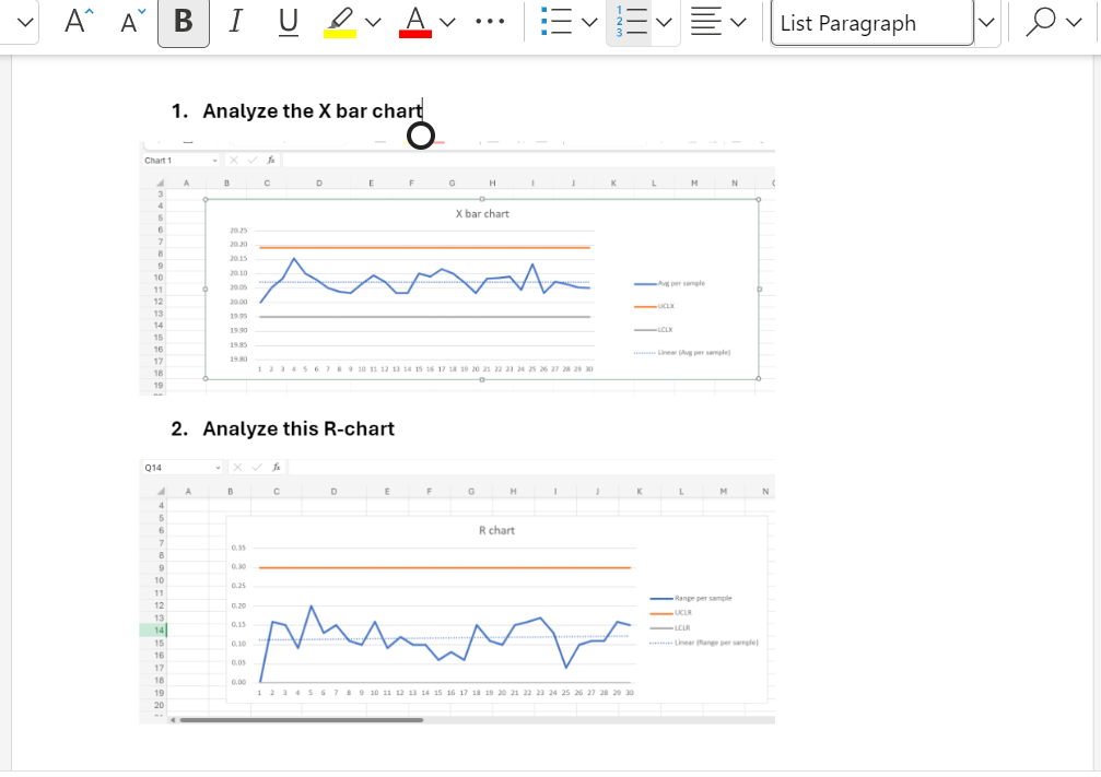  Analyze the x bar chart Analyze this R-chart 