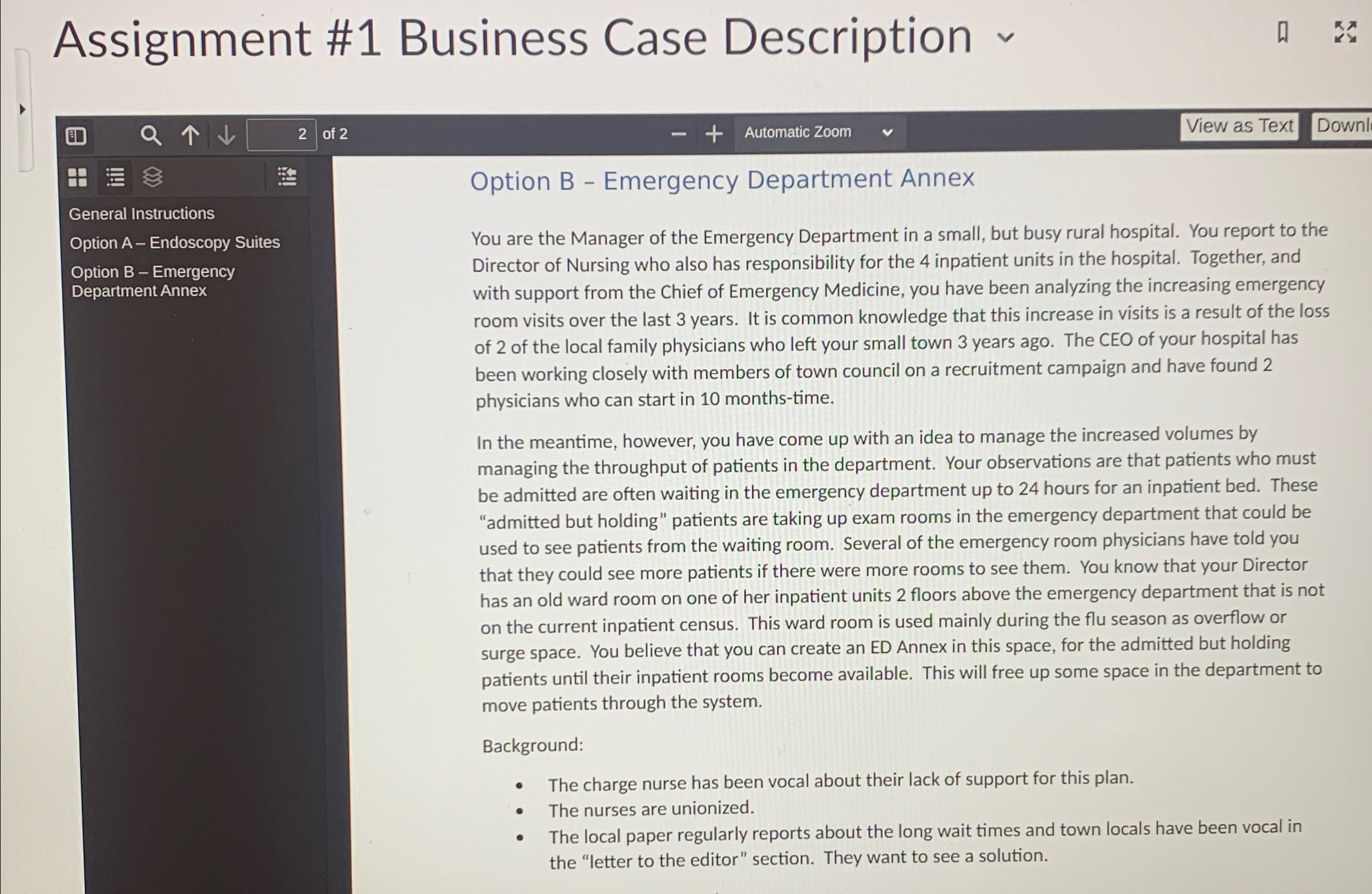  Assignment #1 Business Case Description 2 of 2 Automatic Zoom View