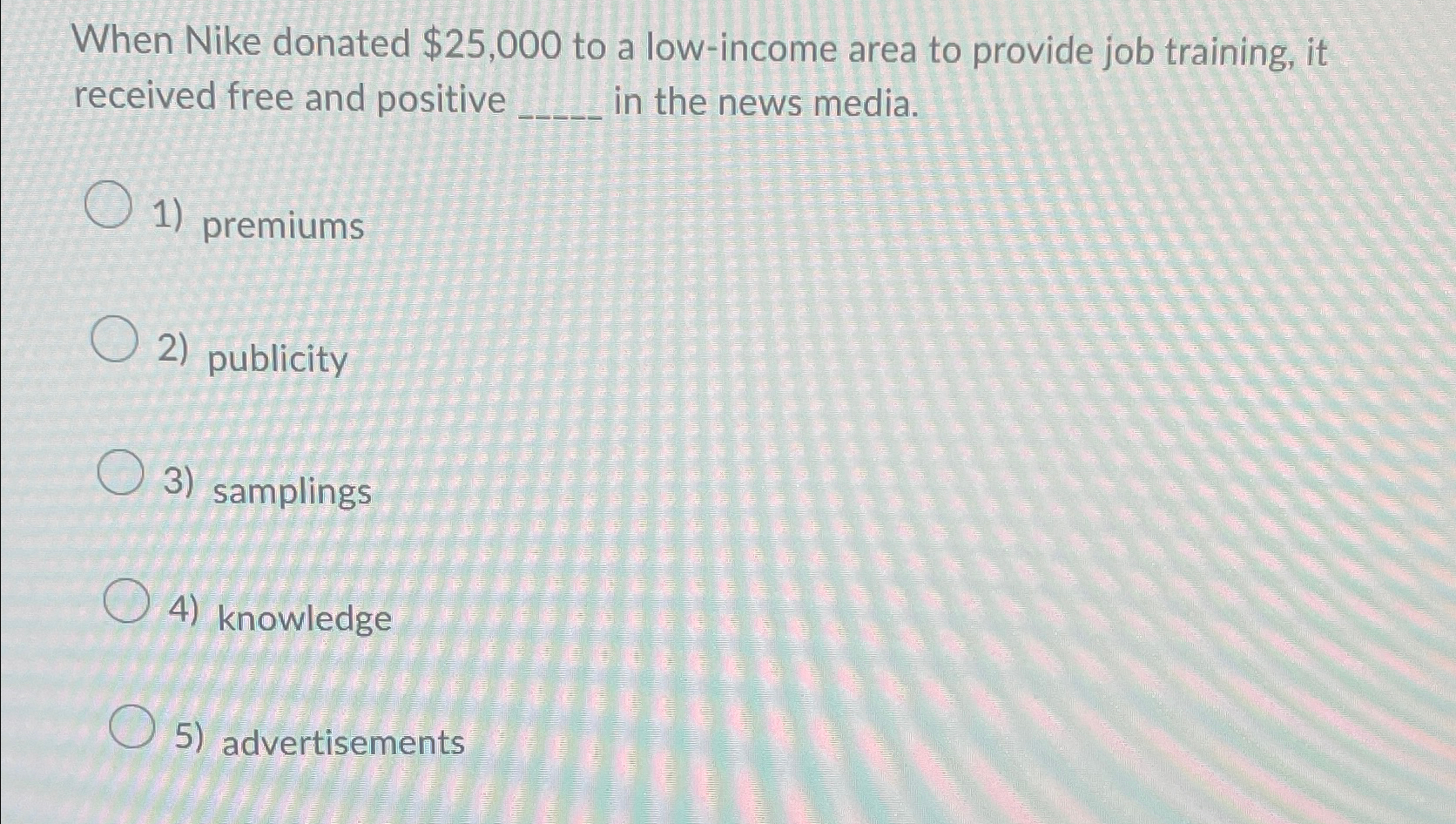  When Nike donated $25,000 to a low-income area to provide job