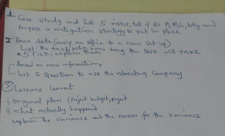  1 Case study and list 5 risks, tell if its H,M,L,