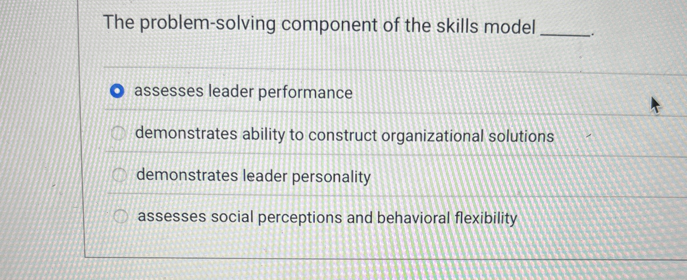  The abilities that help a leader to work effectively with subordinates,