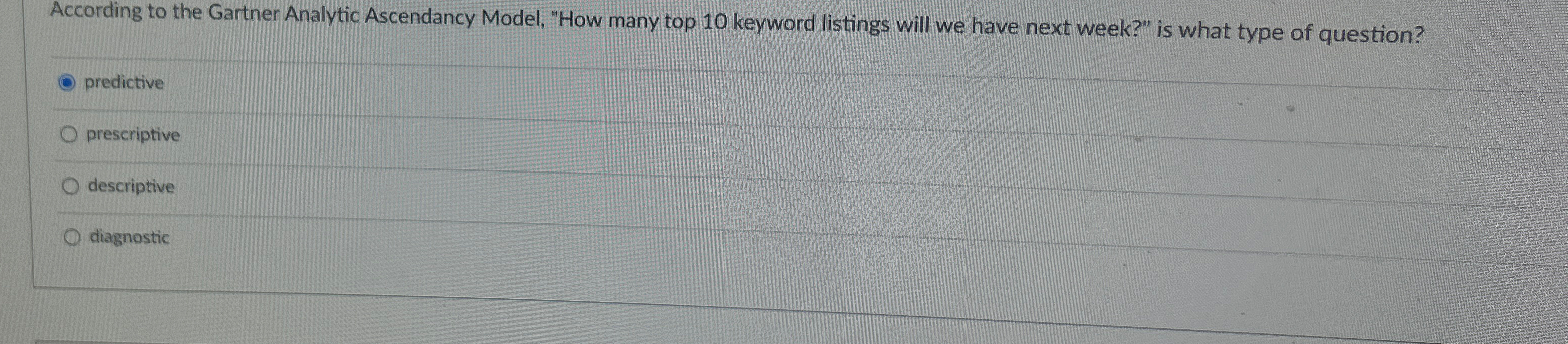  According to the Gartner Analytic Ascendancy Model, "How many top 10