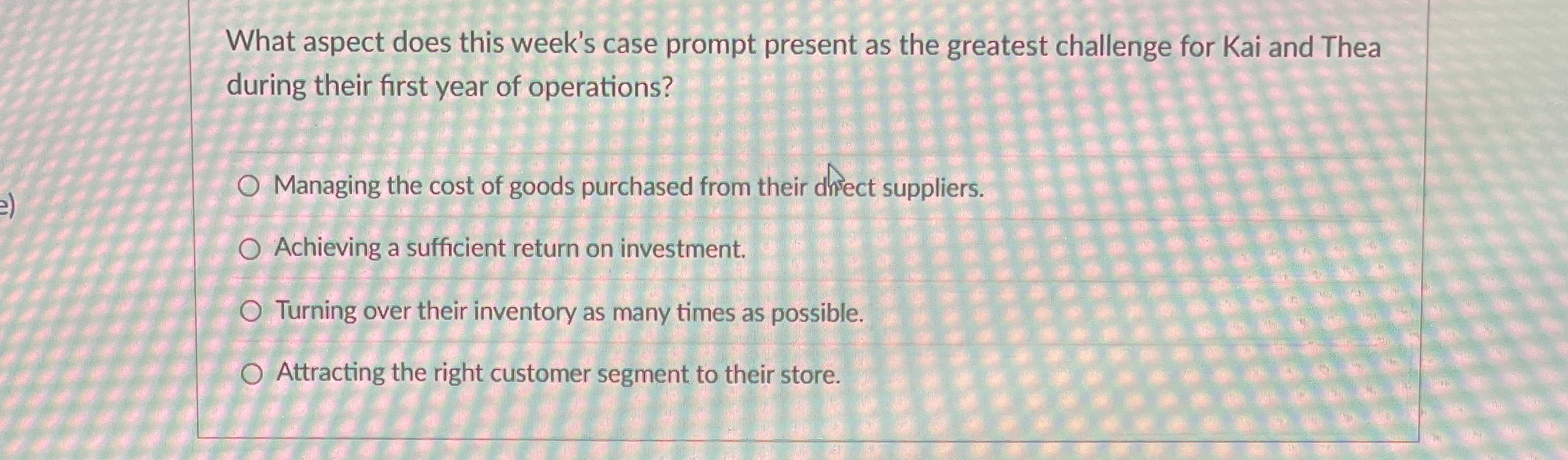  What aspect does this week's case prompt present as the greatest