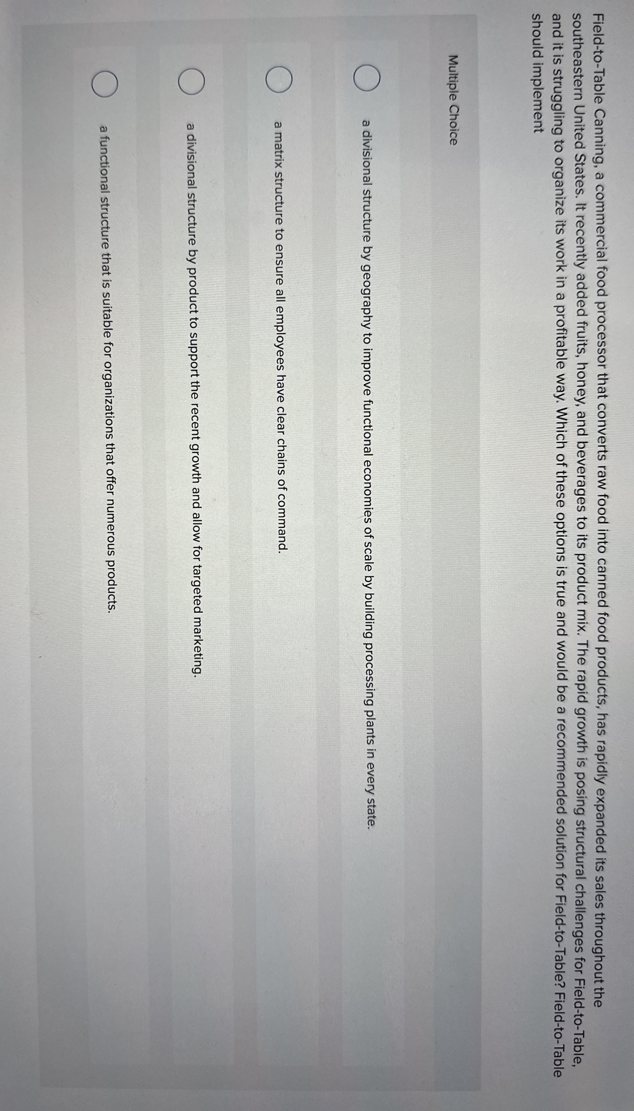  Field-to-Table Canning, a commercial food processor that converts raw food into