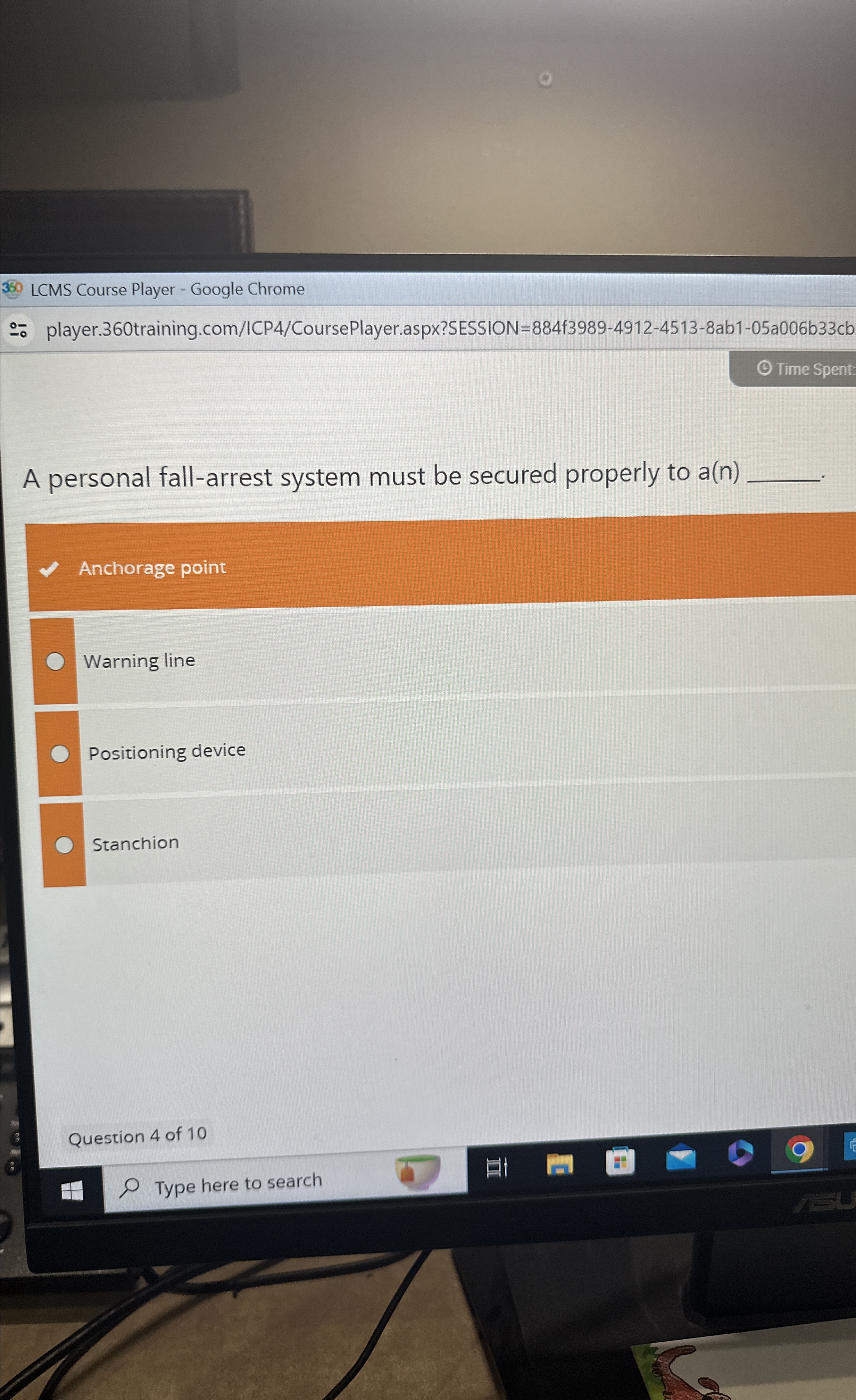 350 LCMS Course Player - Google Chrome - player.360training.com/ICP4/CoursePlayer.aspx?SESSION=884f3989-4912-4513-8ab1-05a006b33cb Time Spent: