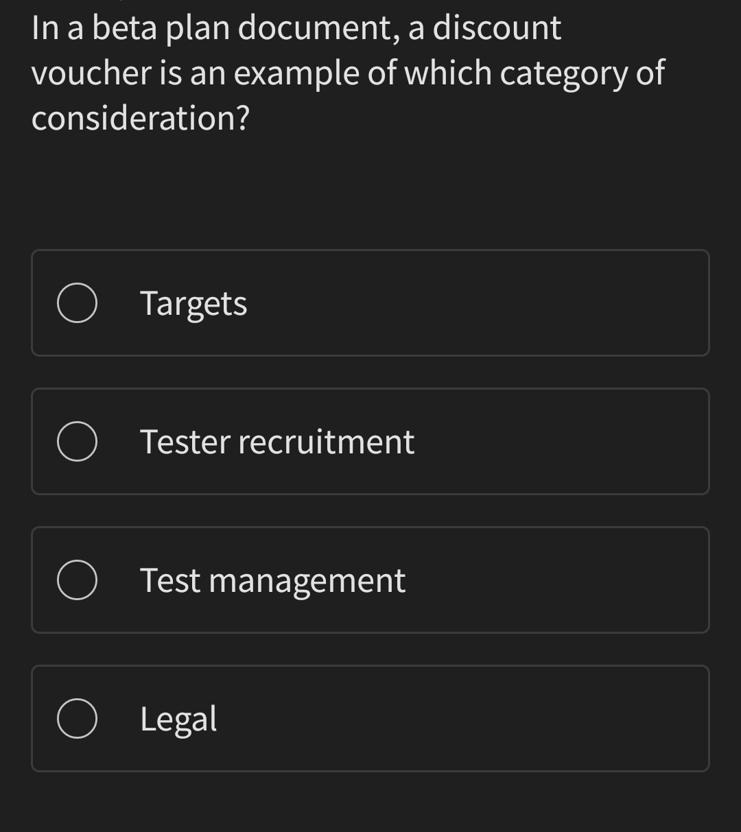  In a beta plan document, a discount voucher is an example