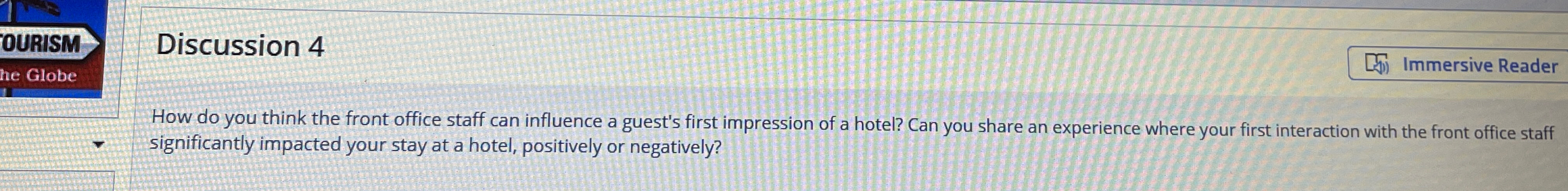  Discussion 4 Immersive Reader How do you think the front office