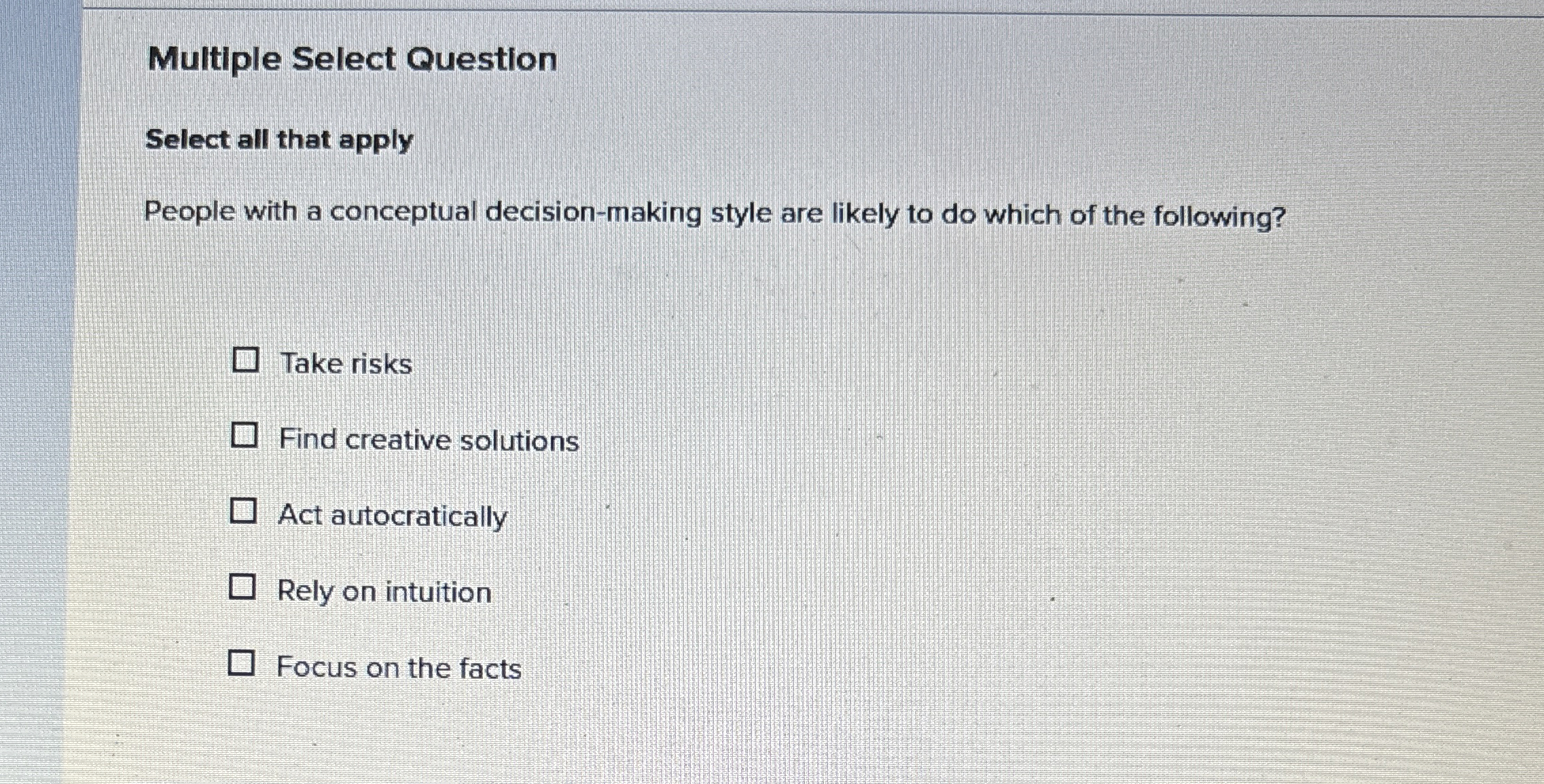  Multiple Select Question Select all that apply People with a conceptual