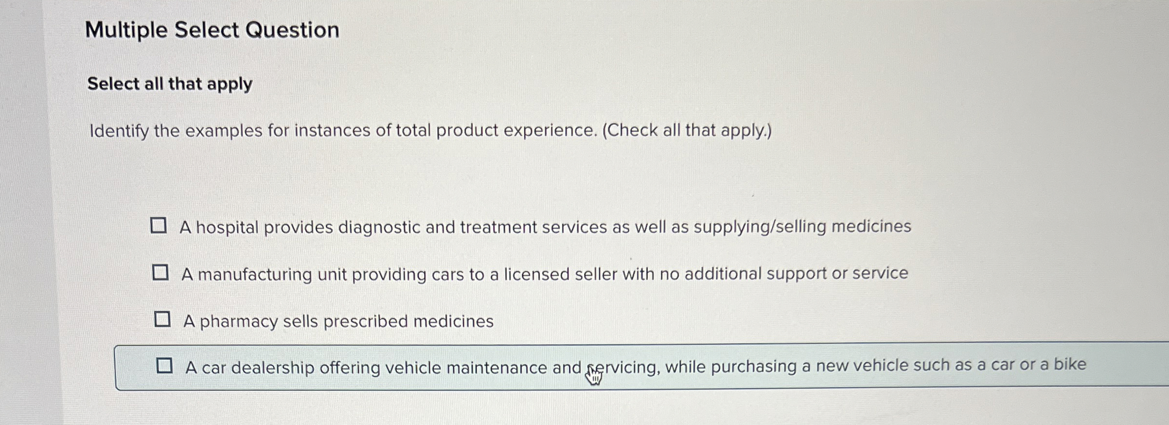  Multiple Select Question Select all that apply Identify the examples for