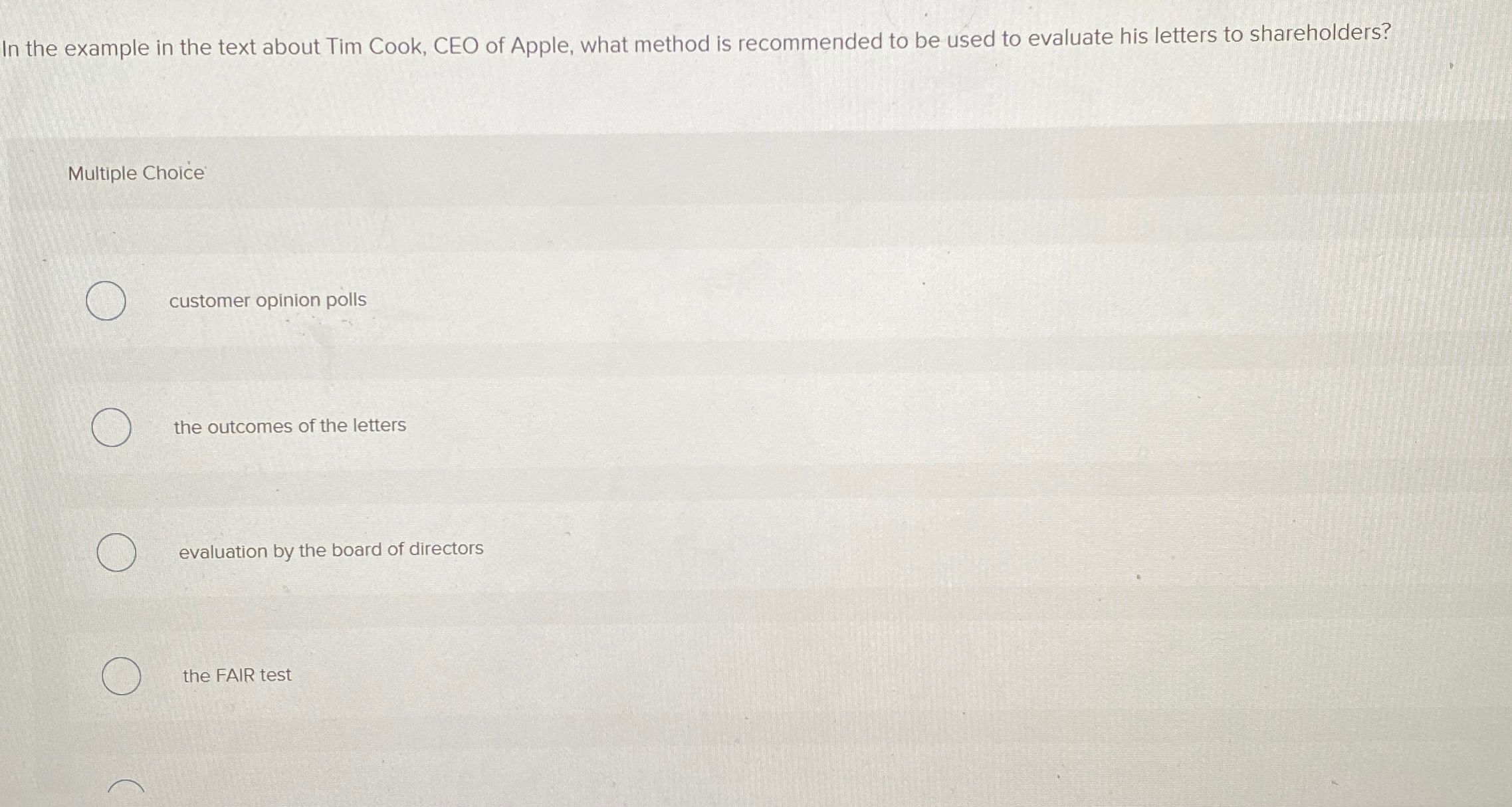  In the example in the text about Tim Cook, CEO of