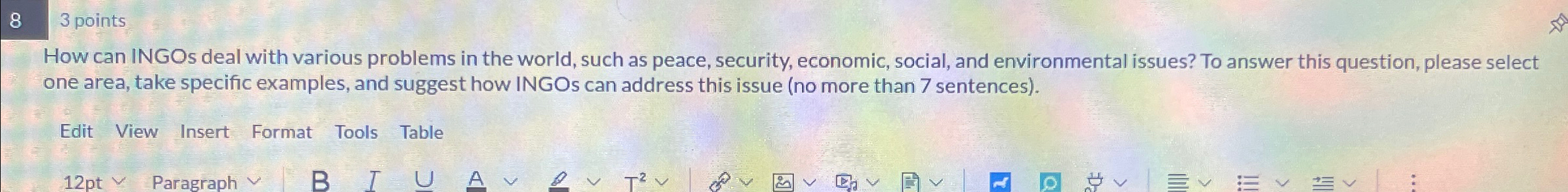  83 points How can INGOs deal with various problems in the