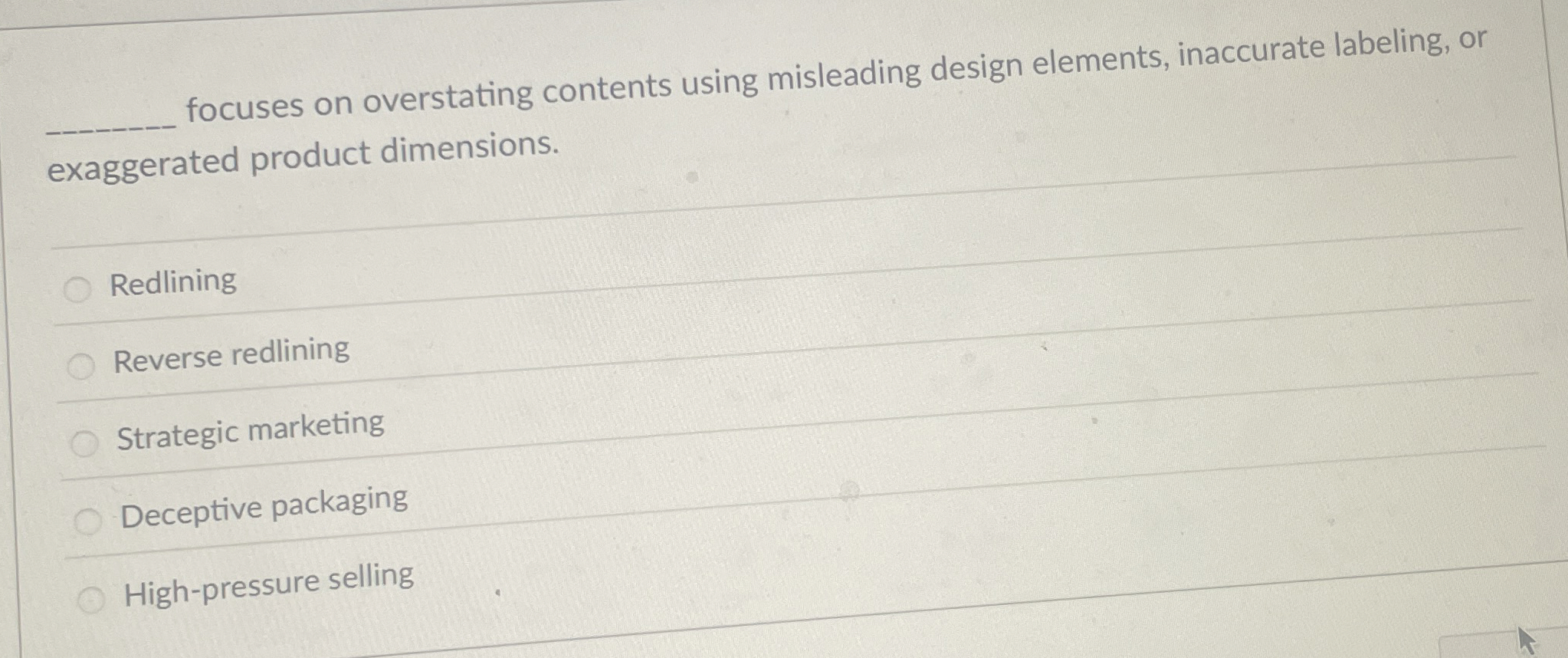  focuses on overstating contents using misleading design elements, inaccurate labeling, or