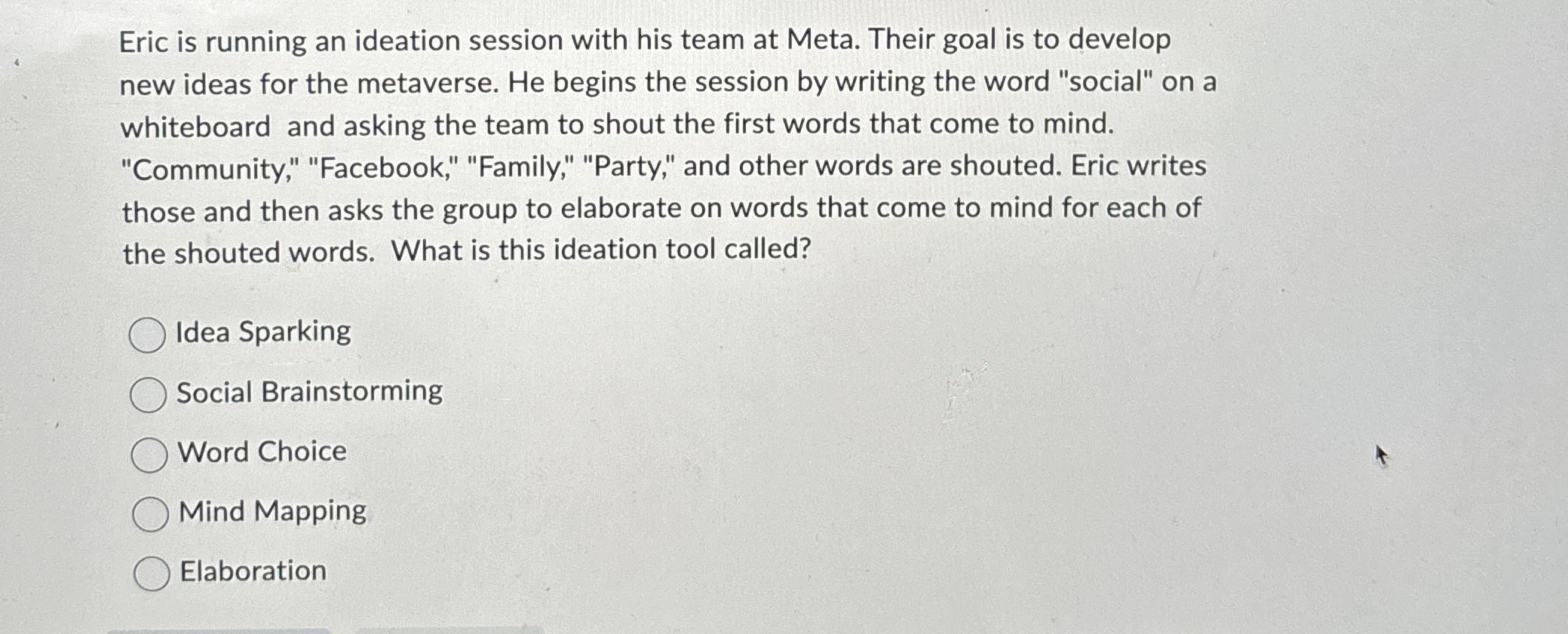  Eric is running an ideation session with his team at Meta.