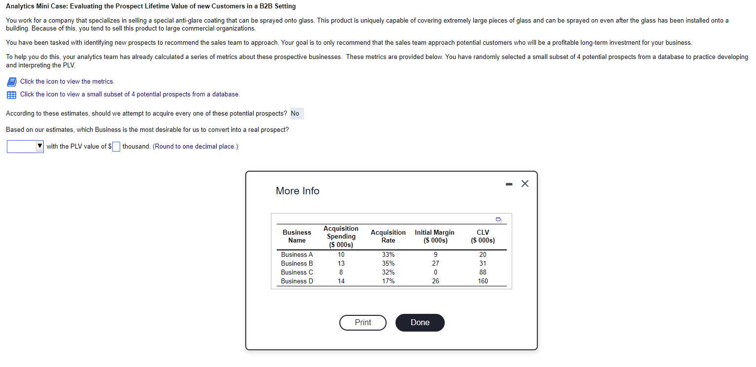  Analytics Mini Case: Evaluating the Prospect Lifetime Value of new Customers