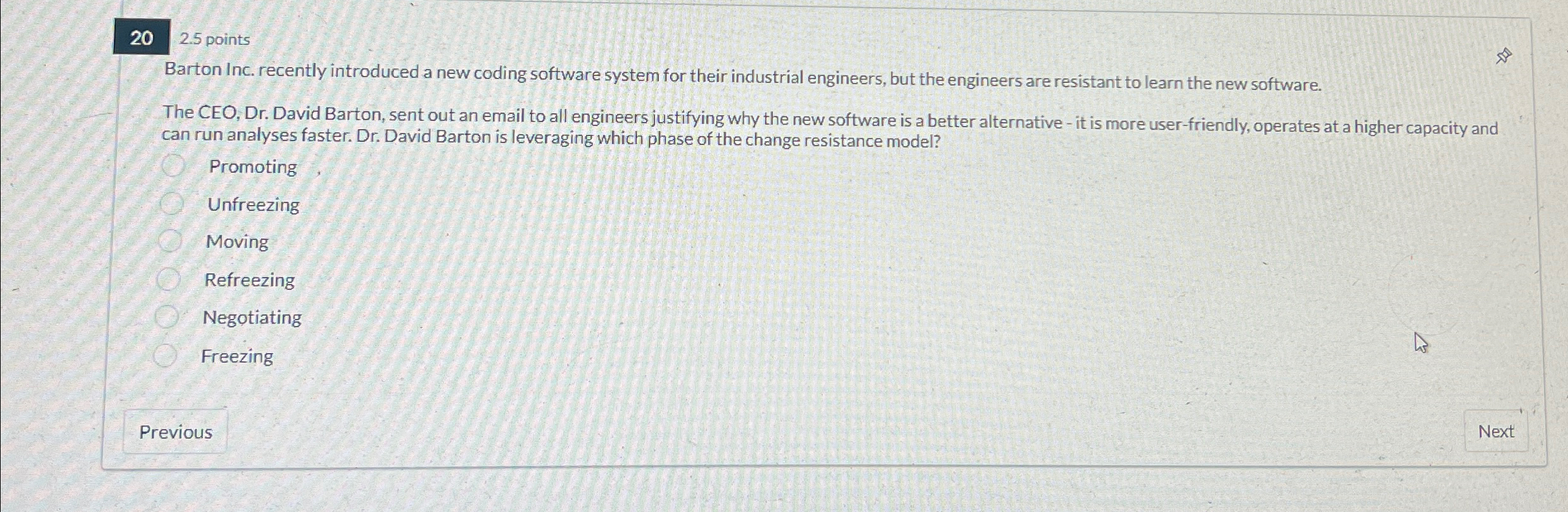  2.5 points Barton Inc. recently introduced a new coding software system