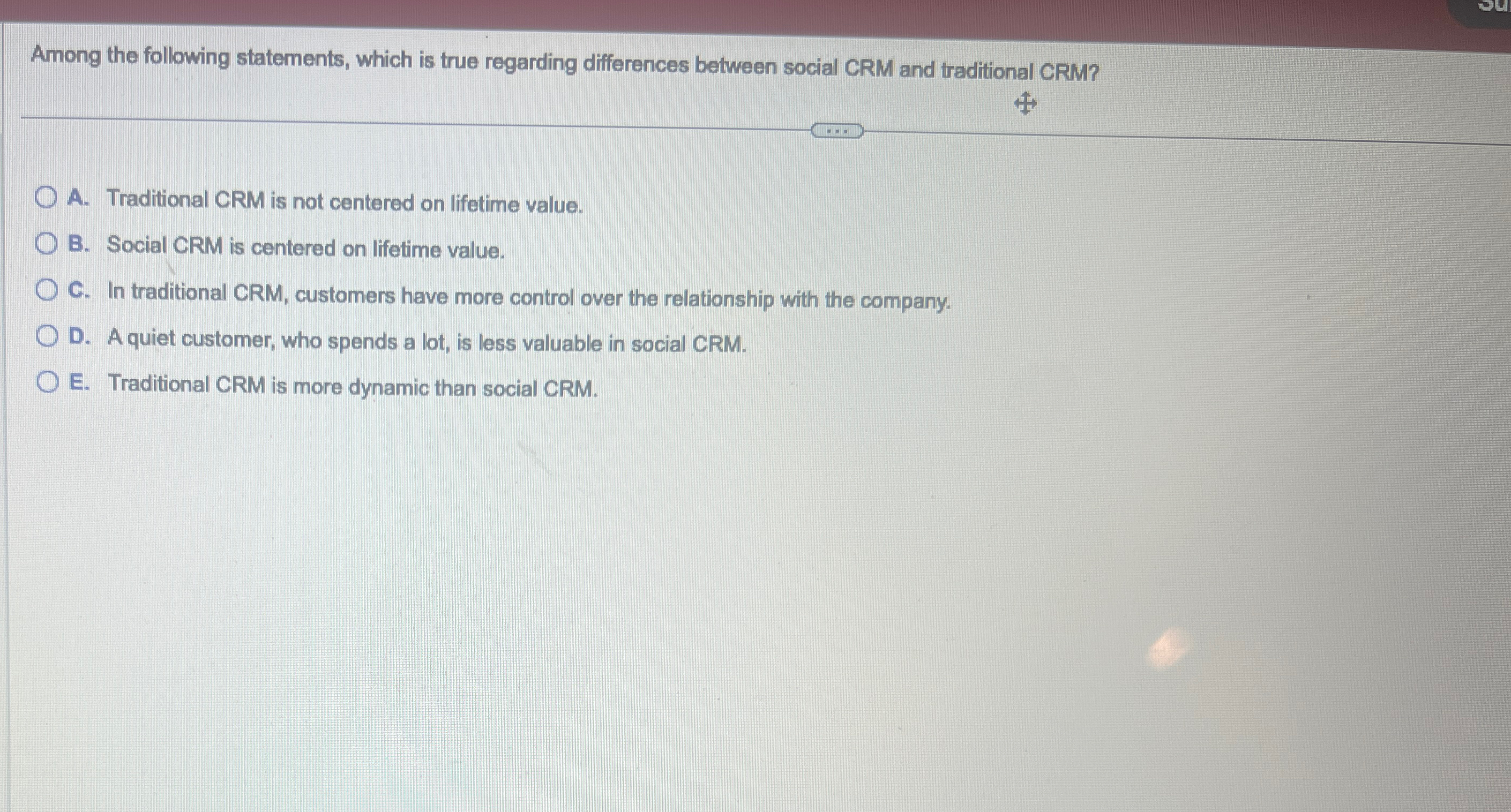  Among the following statements, which is true regarding differences between social